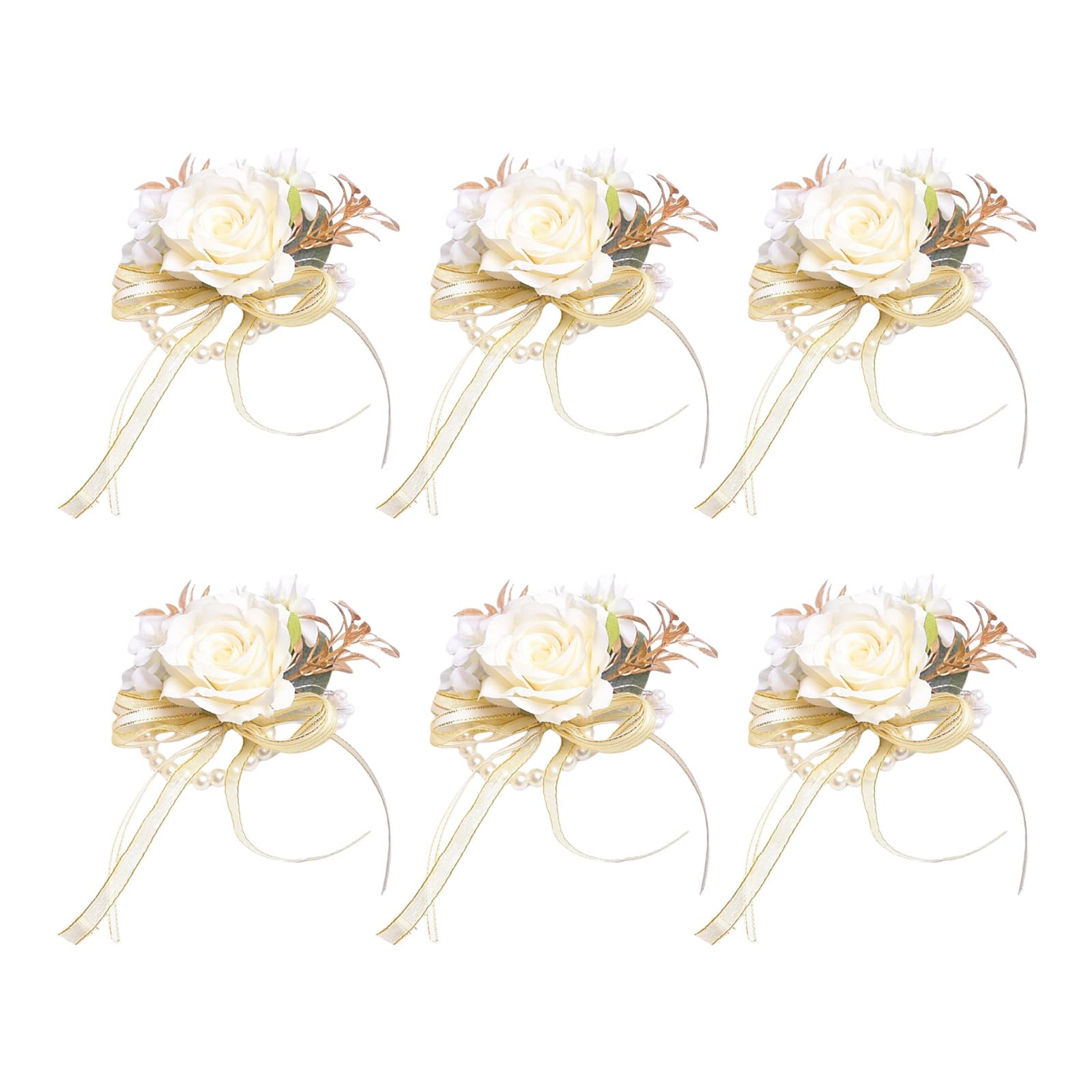 Wedding Corsage and Wrist Flower Set for Bride Bridesmaid Groomsmen Formal Event Silk Floral Boutonniere Accessories Elegant Mixed Color Floral Wrist Corsage and Boutonniere Set for Formal Ceremonies