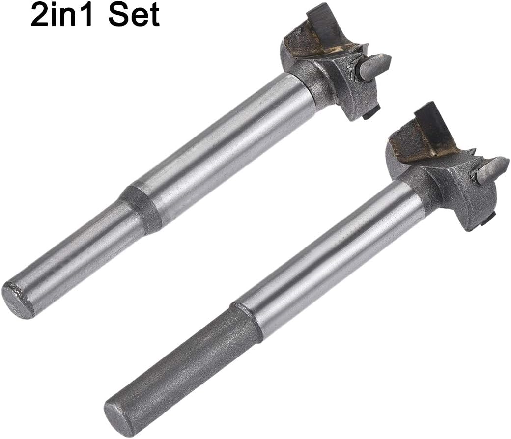 sourcing map Forstner Wood Boring Drill Bits 21mm 22mm Dia. Hole Saw Carbide Alloy Steel Tip Round Shank Cutting for Hinge Plywood Wood Tool 2in1 Set - Image 4