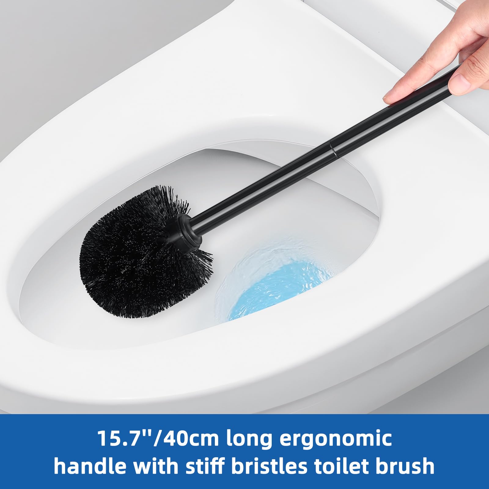 Qaestfy Lot de 2 déboucheur et brosse pour le nettoyage de la salle de bain, 2 en 1 à long manche avec poils rigides et piston puissant, support peu encombrant