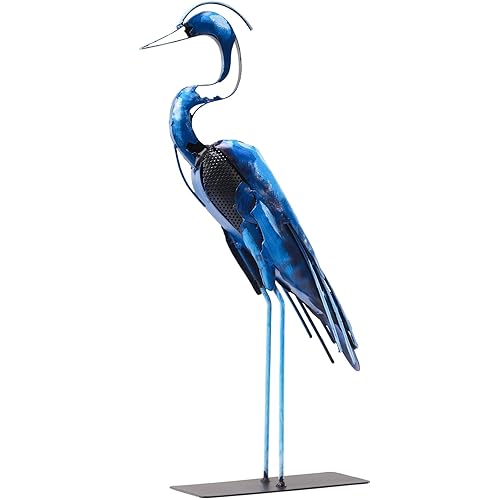SunBlogs Art Handmade Metal Heron Statue, 100% Hand-Painted Bird Figurine