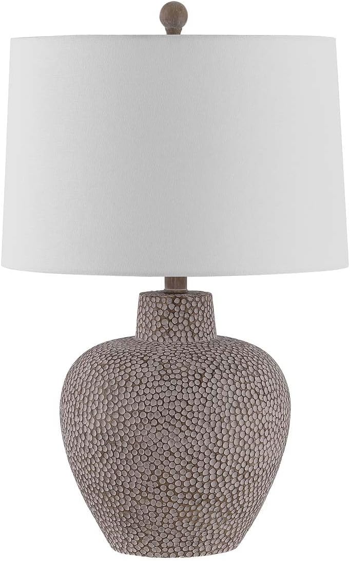 SAFAVIEH Lighting Collection Kei Modern Grey 24-inch Bedroom Living Room Home Office Desk Nightstand Table Lamp (LED Bulb Included)