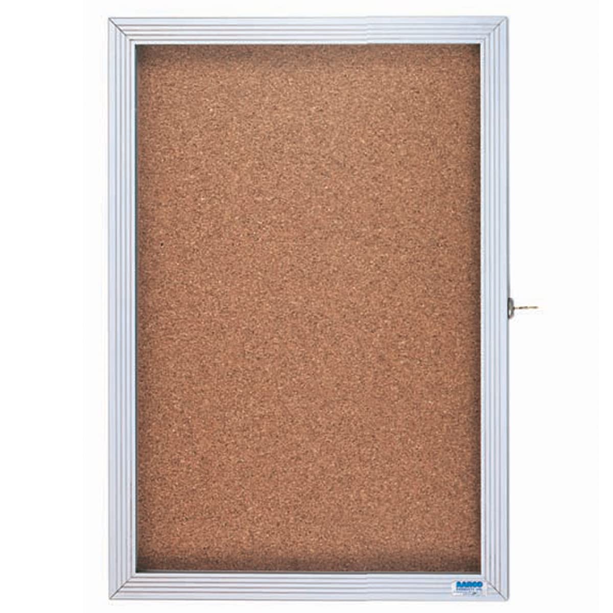 AarcoProducts 24"x18" 1-Door Indoor Enclosed Bulletin Board with Aluminum Over Lapping Hinged Door with Lock