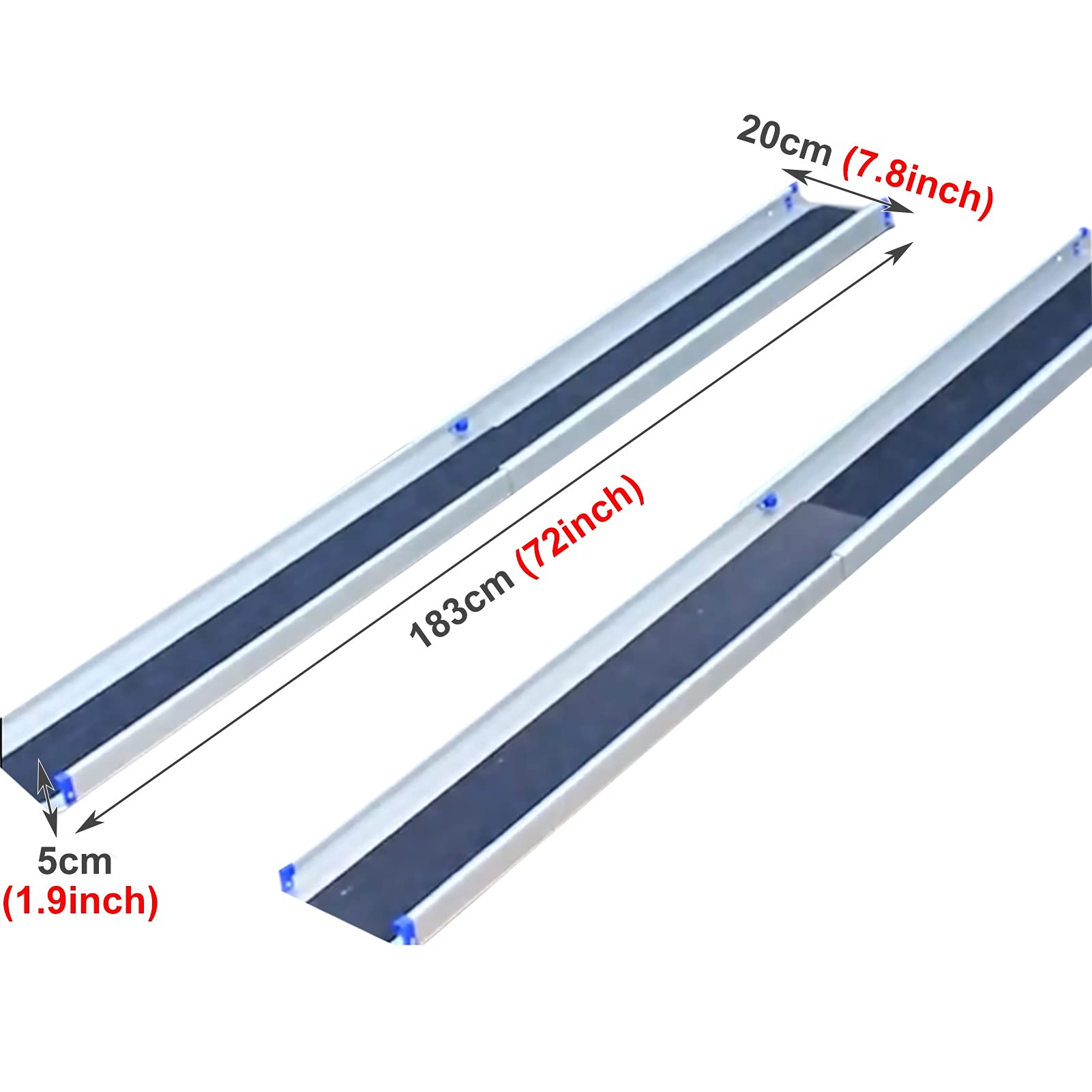 Juego de rampas telescópicas para silla de ruedas, longitud ajustable, antideslizante, rampa portátil para discapacitados, rampa de acceso para el hogar, escalones, escaleras, puertas, 183 cm x 20 cm