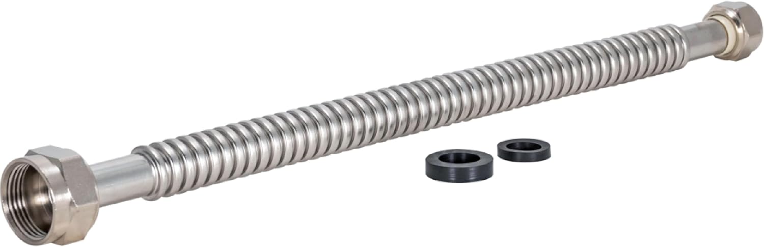 Eastman 18 Inch WaterFlex Water Heater Connector, 3/4 Inch FIP x 1 Inch FIP, Stainless Steel Corrugated Water Heater Supply Line, 437518