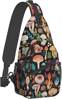 Mushroom Sling Bag,Mushroom Gifts Crossbody Bag For Women Men Backpack Travel Hiking Shoulder Chest Bag Daypack Mushroom Stuff decor