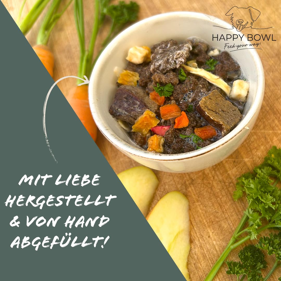 Happy Bowl - Trockenbarf Rind - 2,25kg-Beutel - Alleinfuttermittel für Hunde auf Basis natürlicher Inhaltsstoffe - Trockenfutter, Nassfutter oder Barf-Ersatz
