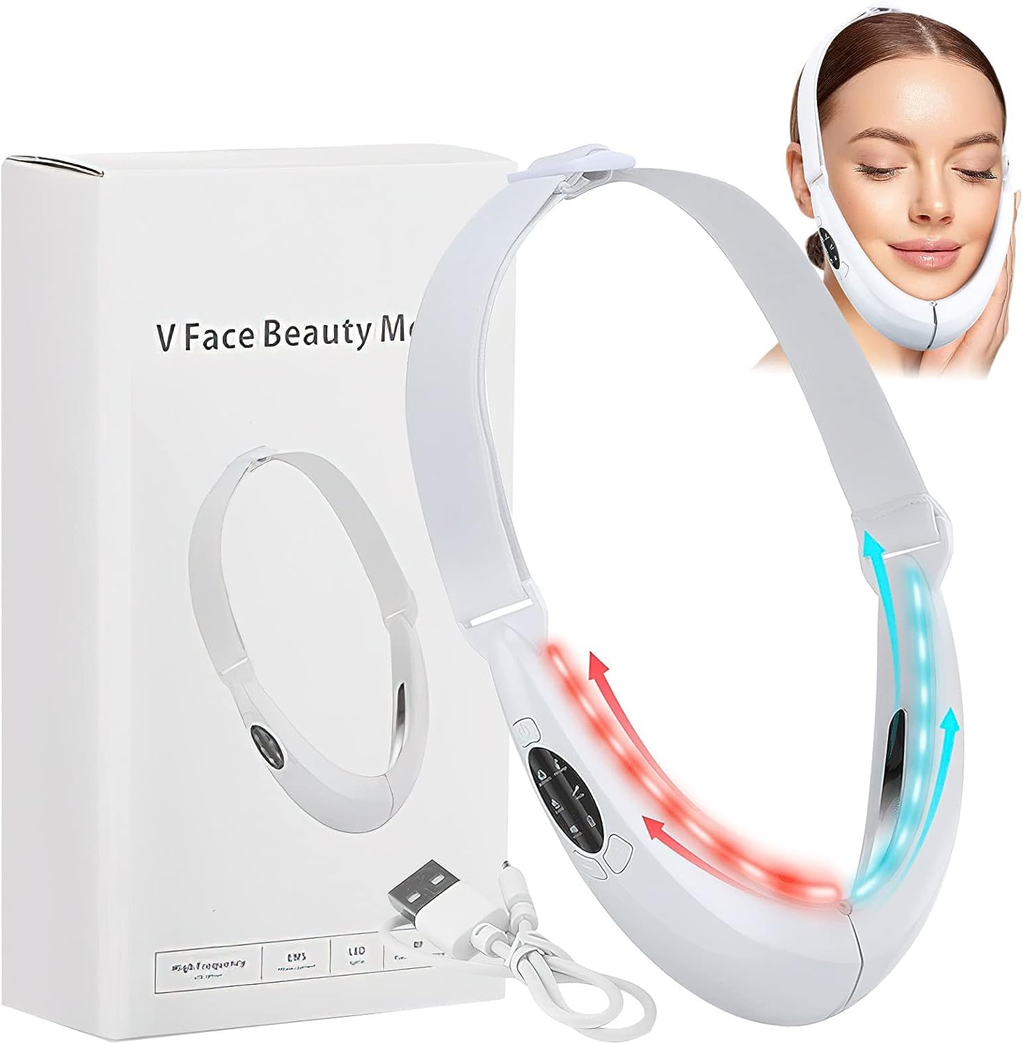 Reductor de Papada Masajeador Facial Electrico, Dispositivo de Belleza Facial para Papada EMS Vface de 5 Modos Reductor con Control Remoto, Papada Reductor Mujer para Quita Papada y Contorno Facial