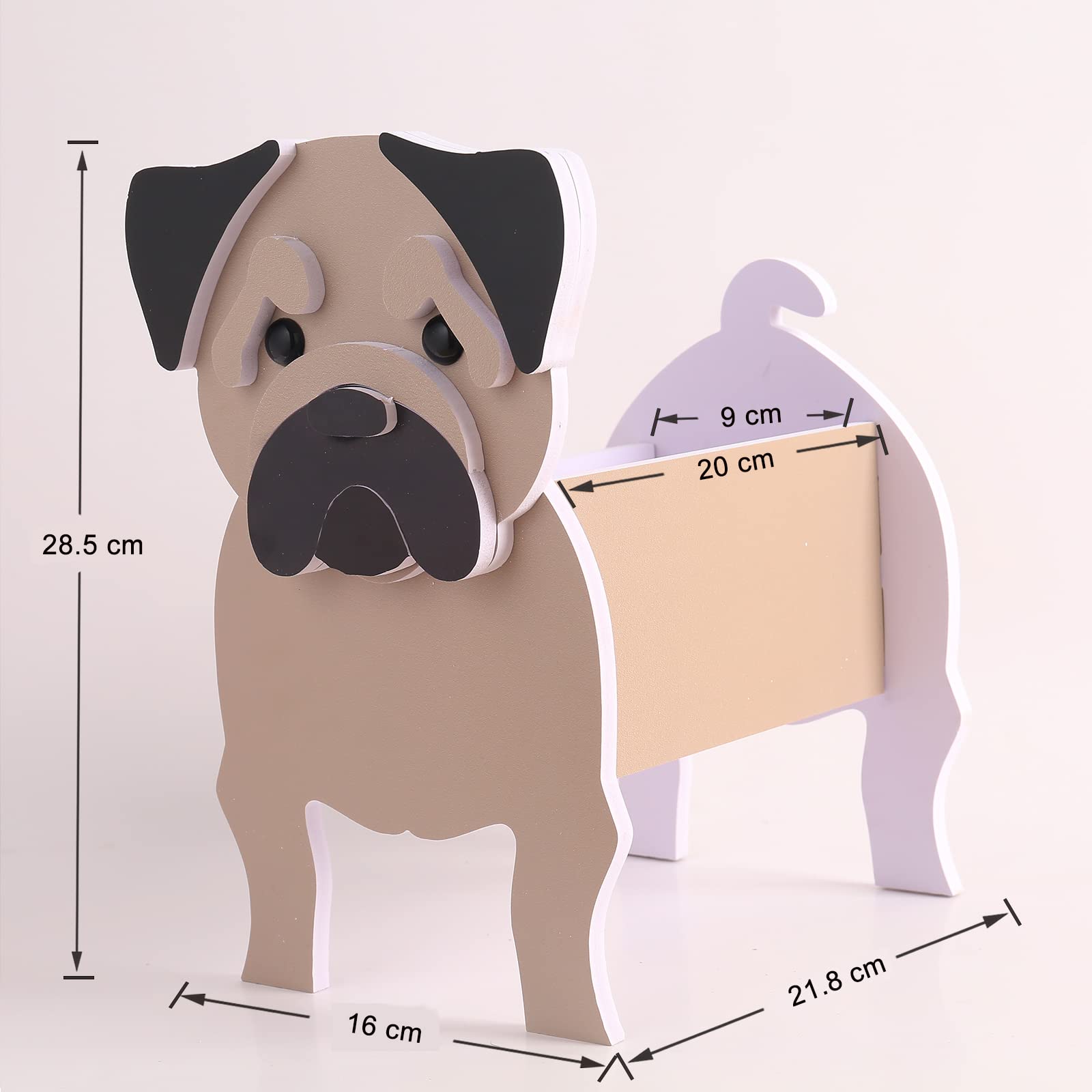 Gochoi Small Pug Gifts Dog Planter,PVC Animal Plant Pots Outdoor Indoor Garden Planters for Succulent,Cute Rectangular Plant Flower Pots Decor S Pug - Image 4