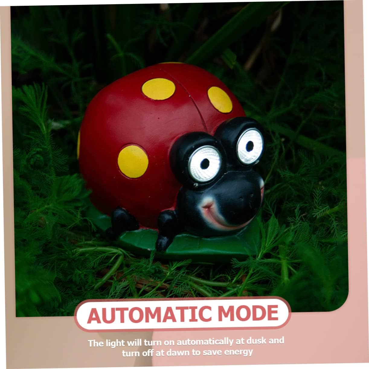 Milisten Garden Gnome Statue Resin Ladybug Solar Outdoor Lights Decorative Resin Sculpture for Garden