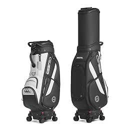 HELIX-Golf Golf Cart Bag, Easy to Carry, Retractable Golf Club Cart Bag with Locking Wheels Chassis and Latest Integrated Handgrip.
