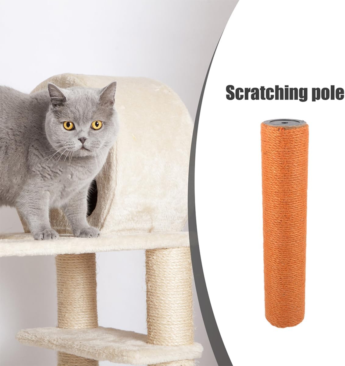 2pcs Cat Scratch Post Replacement Jute Rope Sturdy Wooden Climbing Post for Indoor Cats Wear-Resistant Scratching Toy
