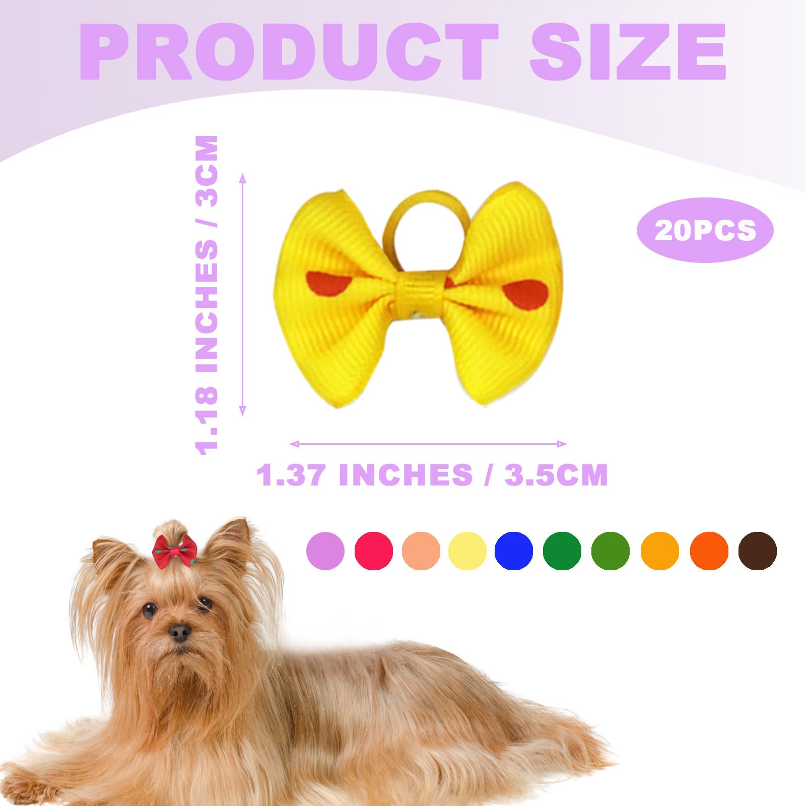Dog Bows,20pcs Dog Hair Bows with Rubber Bands,Cute Puppy Small Bowknot Hair Bows for dogs girl,Handmade Puppy Hair Bows for Dogs Female,Mix Colors Dog Ear Bows for Holiday Daily Dog Hair Accessories