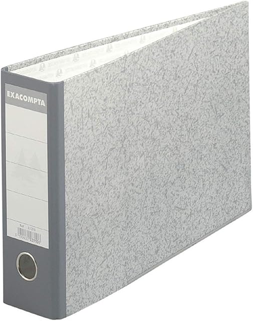 Exacompta - Ref 53310E - PVC Lever Arch File - 175 x 290mm in Size, Suitable for Landscape A5 Documents, 70mm Spine, 75mm Rings, Reinforced Metal Finger Pull - Grey