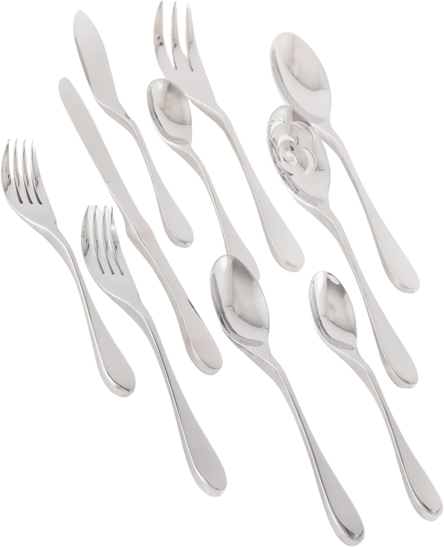 KNORK's Original Flatware Set - 45 Piece Glossy Silverware Set with Knork Forks - Durable and Stylish Knork Flatware Set for Everyday Use, Service for 8