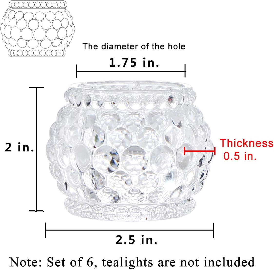 YWHL Glass Votive Tealight Candle Holders Set of 6, Round Clear Decorative Candle Holder for Table, Home Party Wedding Decor : Everything Else