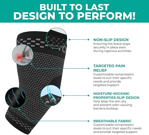 Miniatura 4 de Modvel Paquete de 2 coderas, manga de compresión para aliviar el dolor en las articulaciones, recuperación, tendinitis, codo de tenis y golfista,