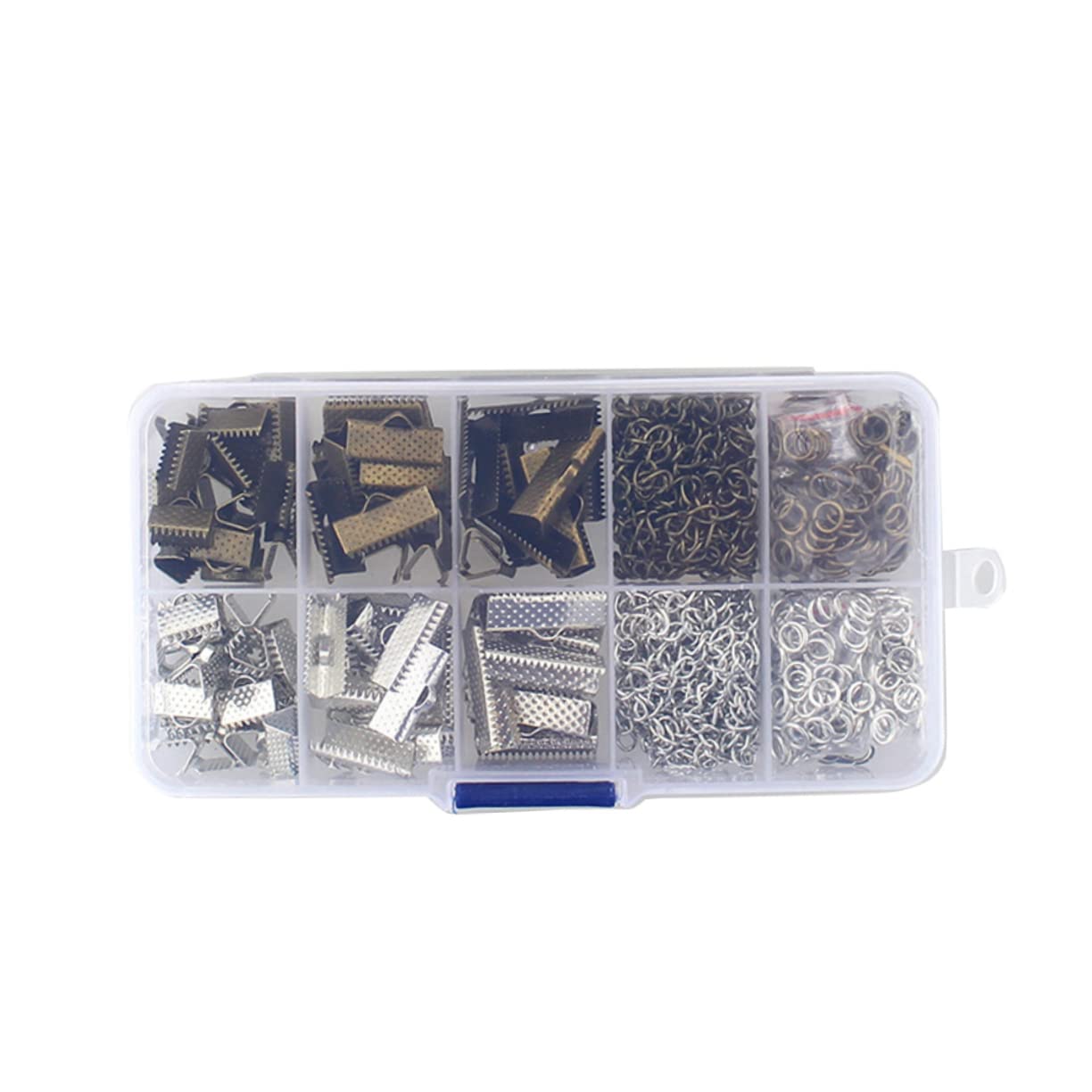 Lurrose 1110pezzi Chiusure Moschettone e Crimpare Per Braccialetti Antico Bronzo e Bianco k Accessori Per Fai Da Te Crimp End Clamps Per Collane e Bracciali Materiale Per Gioielli