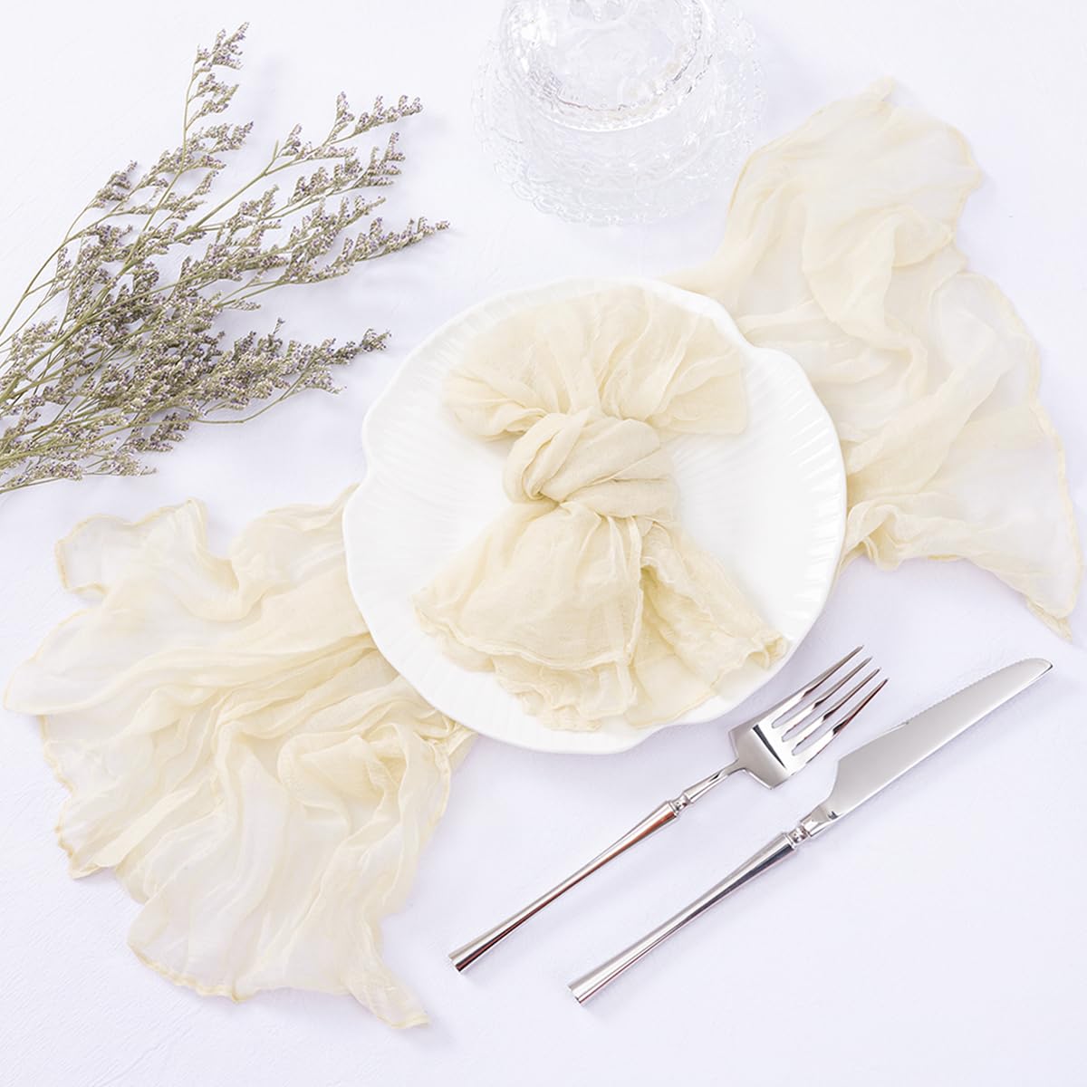Serviettes en Tissu Fromage 21 "x 21" Lot de 24 Serviettes de Table en Coton Serviettes de Table en Lin pour fête de Mariage Douche 24 Beige