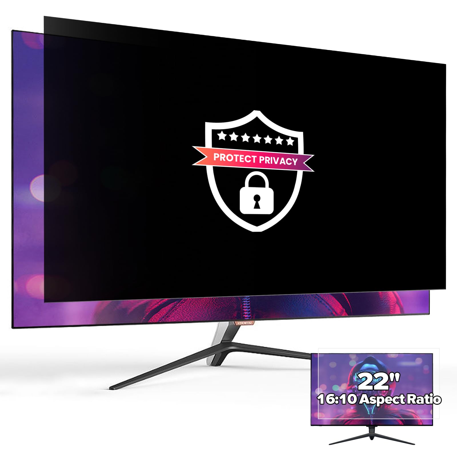 Verponity [2-Pack HD Computer Privacy Screen Filter 22 Inch，Crystal Clear Privacy Screen for Computer Monitor with Anti-Glare Coating, Slim Removable Eye Protection Computer Monitor Privacy Shield…