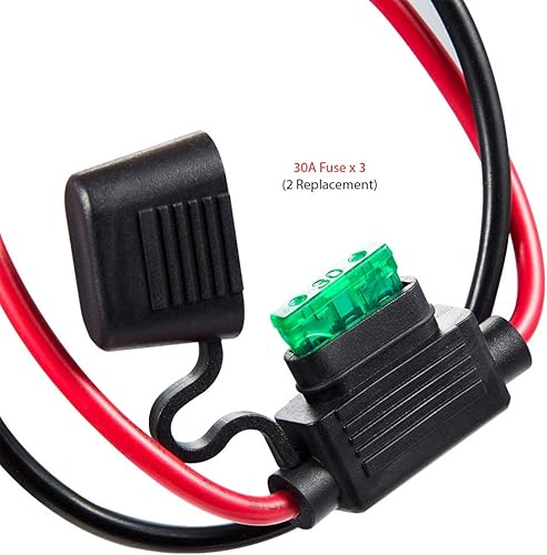 Miniatura 3 de Terminal de ojal de anillo de 38 pulgadas a enchufe de encendedor de cigarrillos hembra, cable de refuerzo de batería, fusible de 30 A, cable de 12