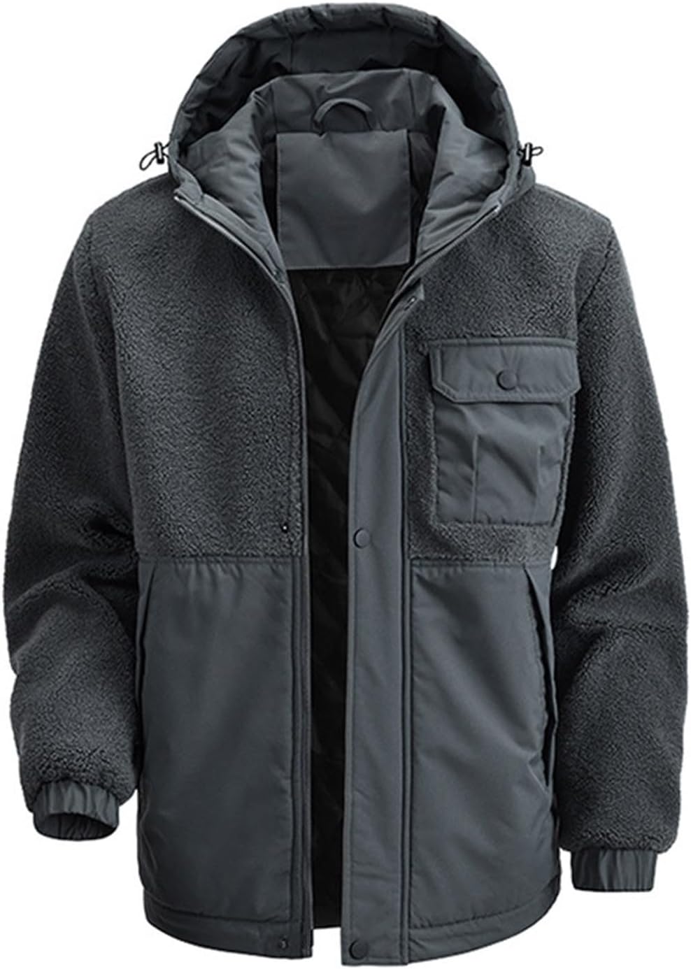 Winter Warm Fleece Jacket for Men:Fashion Lightweight Zip up Hiking Outdoor Coats with Pockets Loose Fit Outfits