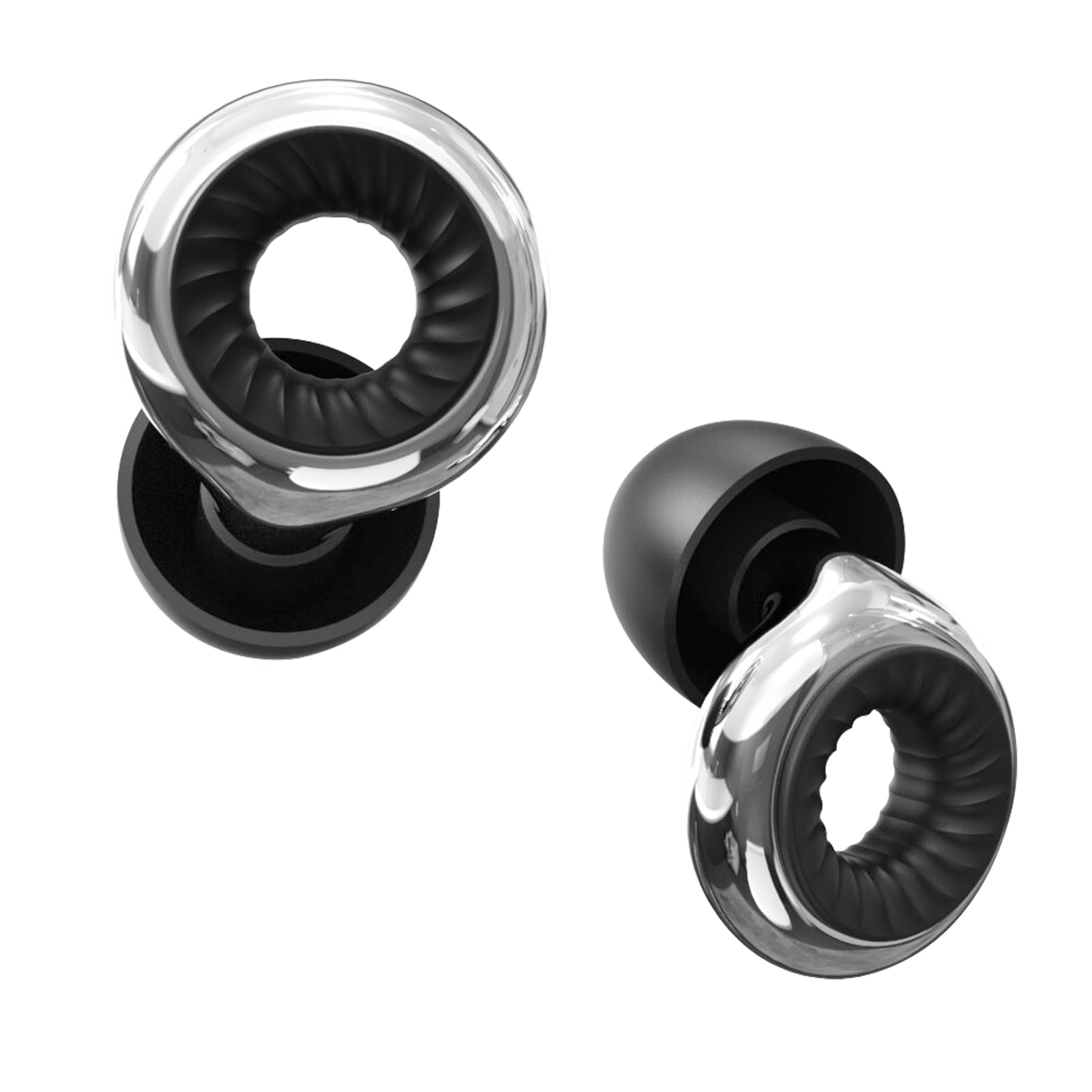 Ear Plugs for Sleep, Travel Essentials Noise Cancelling Earplugs, Reusable Hearing Protection Ear Plug for Concerts, Work, Cafes Snoring, Concert and Travel (Electroplated Silver Black)