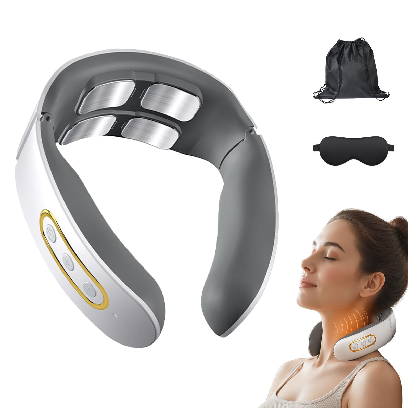 Neuroneck Pro - Neuroneck Pro Masajeador Cervical, Masajeador Cuello Eléctrico Portátil, 6 Modos De Masaje Y Calentamiento,impulsos eléctricos contra dolores y tensiones, portátil y recargable，B