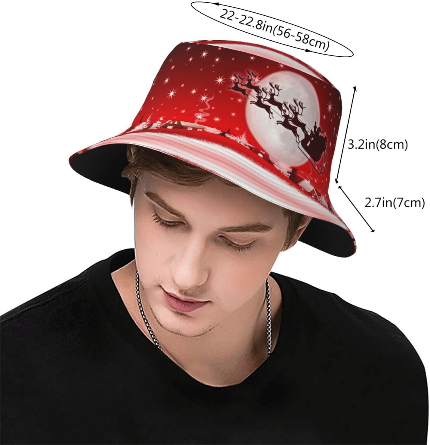 Christmas Hats for Women Men Funny Christmas Snowflakes Bucket Hats Packable Summer Travel Beach Sun Hat - Image 3