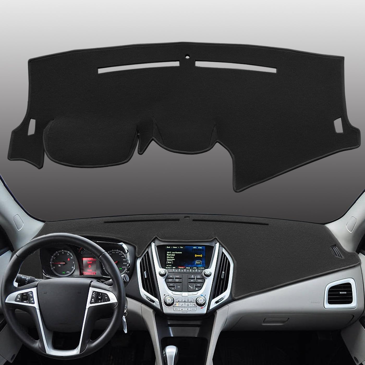 Dash Cover Mat Custom Fit for GMC Terrain with Light Sensor Without CWS Display and Speaker, Dashboard Pad Carpet Protector (Black) K370A