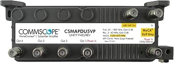 Commscope CSMAPDU5VPI 5-Port MoCA HomeConnect Passive VoIP Amplifier with MoCA Connectivity, Unity Forward/Reverse, with Power inserter, Faster Internet Phone Comcast Xfinity 5-Port Moca, Gray