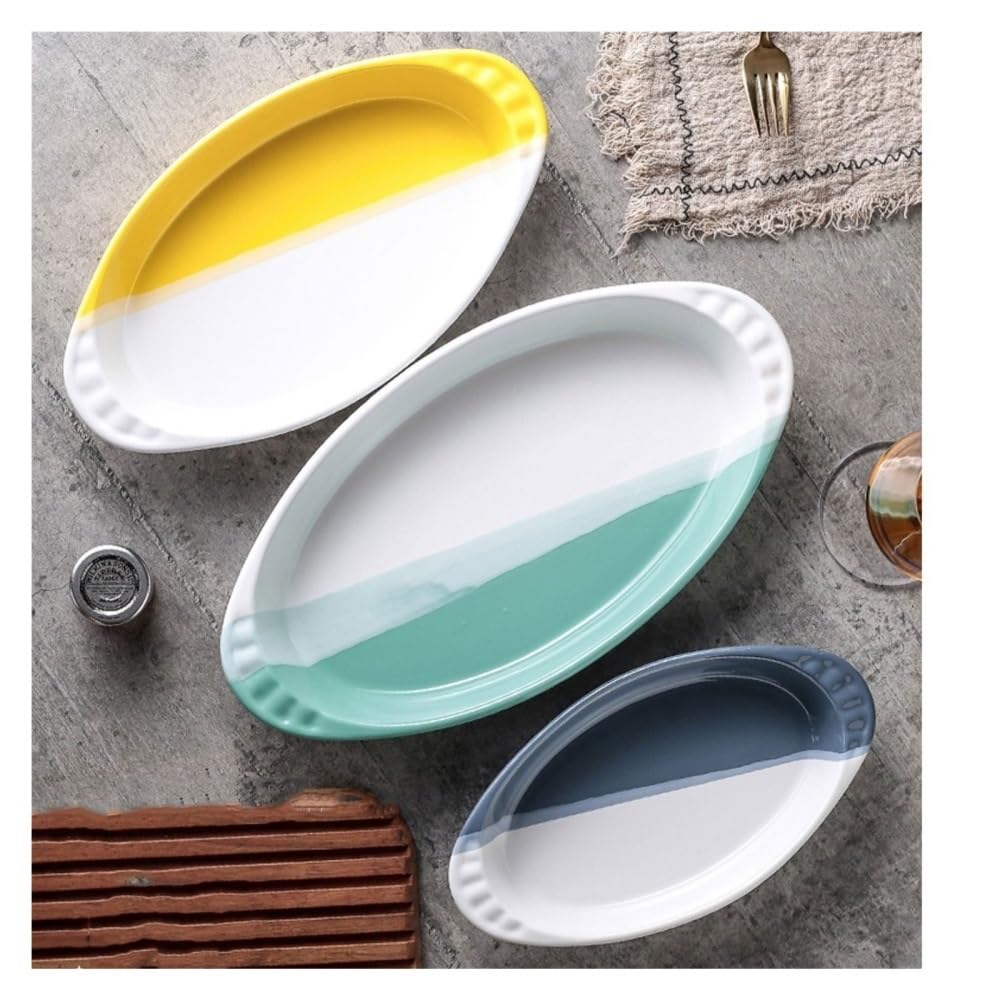 Forma do pieczenia, Kreatywne naczynie do pieczenia, ceramiczny talerz zapiekania sera i ryżu, mikrofalówka, naczynia gotowania warzyw, domowe, miska(Blue,S)