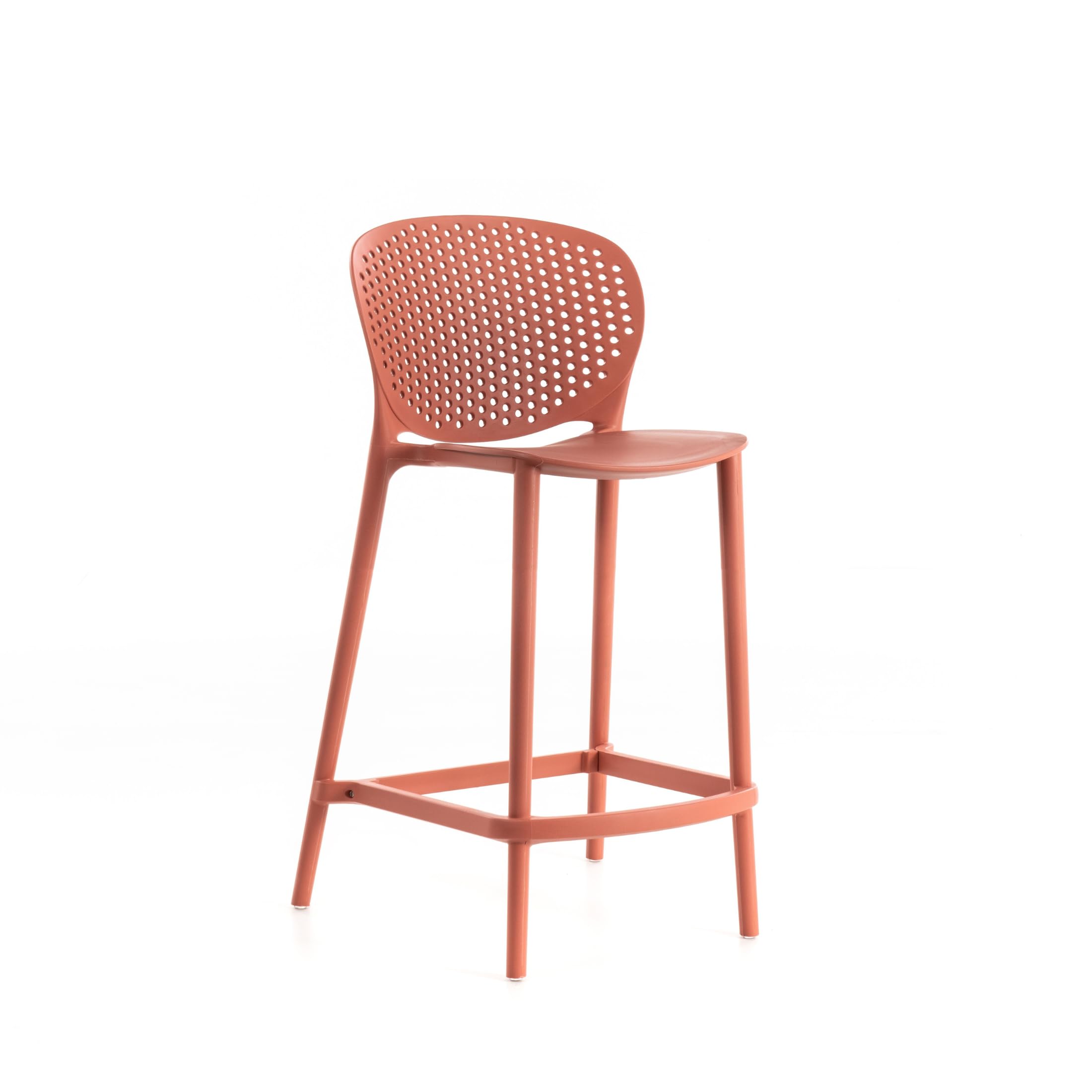 MONDO VIRO Set di sgabelli alti impilabili in PP con poggiapiedi Kolbi cm 46x42 93h (2, Arancione)