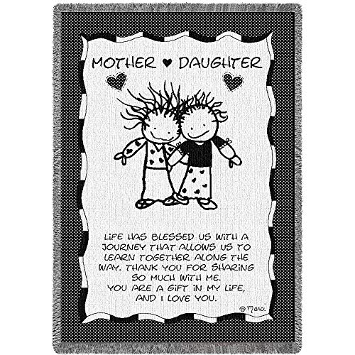 Mother Daughter Blanket By Marci - Soft Gift Tapestry Throw Woven From Cotton - Made In The Usa (69X48) #TOP21