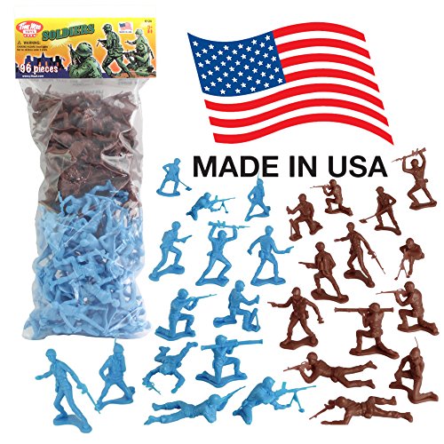 TimMee Plastic Army Men - Cyan vs Rust 96pc Toy Soldier Figures - Made in USA