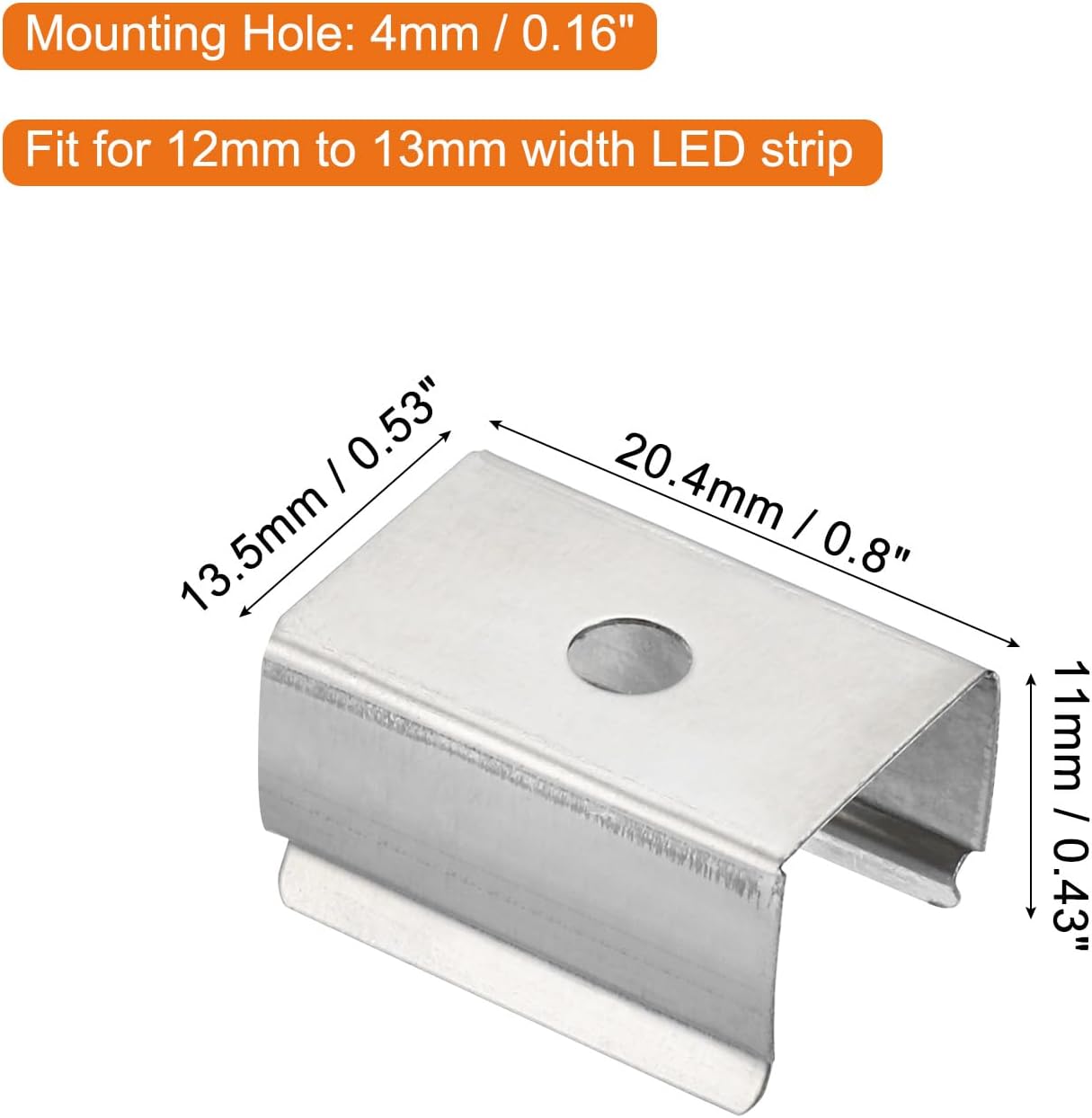 MECCANIXITY Rope Light Mounting Clips, Wall Channel Mounting Holder Accessories for 12mm to 13mm LED Neon Strip, Stainless Steel, Pack of 50