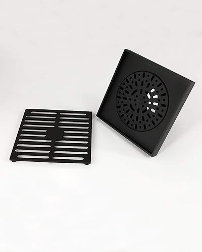 Vista 11 de PHASAT Desagüe de piso de latón contemporáneo cuadrado de 4 pulgadas, con colador extraíble, níquel cepillado, 80601N