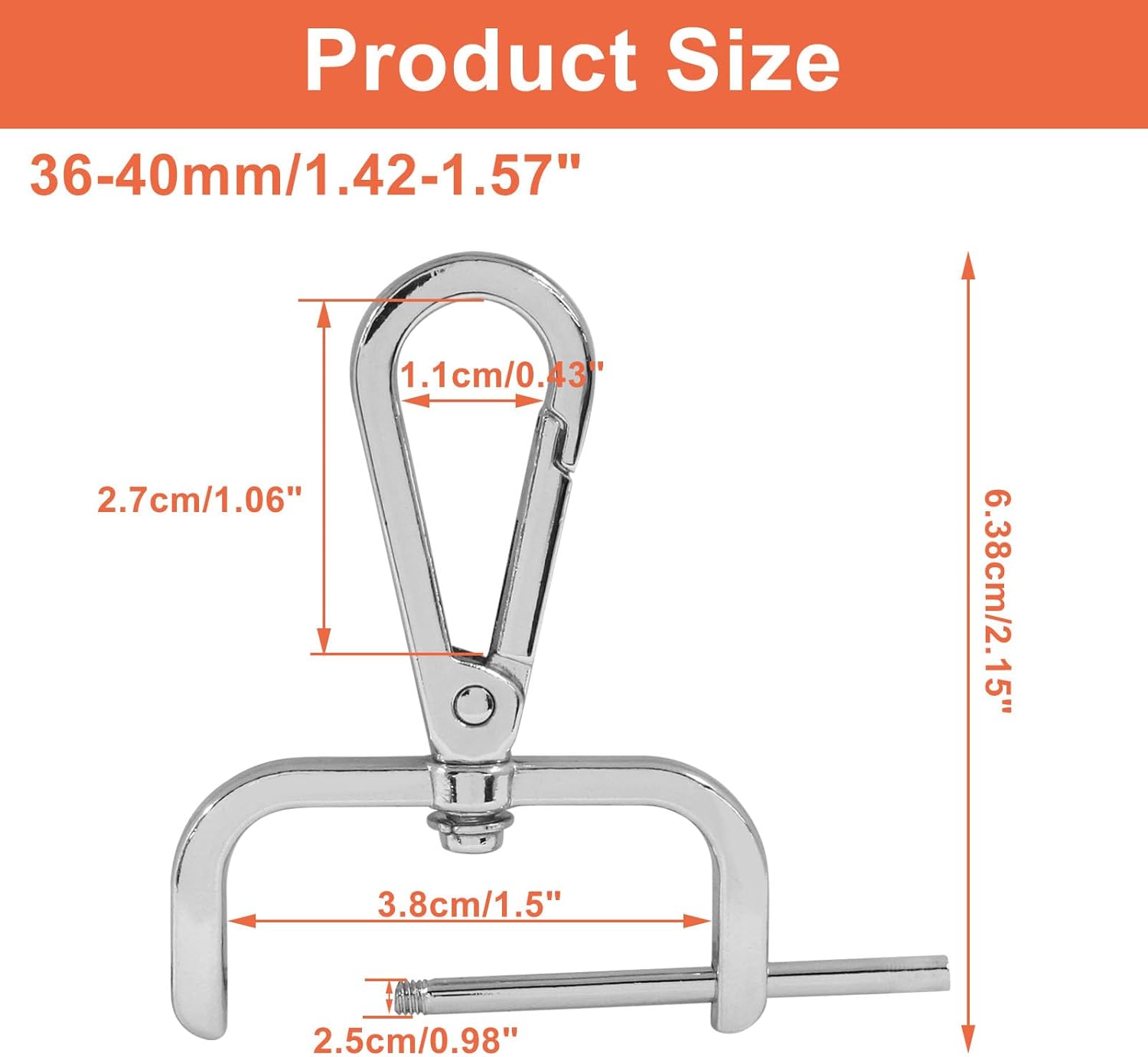 Litoexpe 4 Pack Detachable Snap Hook Swivel Clasp with 1.5 Inch Screw Bar, Silver Heavy Duty Swivel Lobster Claw Clasps, with Cross Screwdriver - Image 2