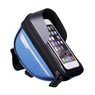 Asudaro - Bolsa para cuadro de bicicleta (impermeable, con pantalla táctil de TPU, para smartphone de menos de 6,4 pulgadas), color azul, tamaño talla única