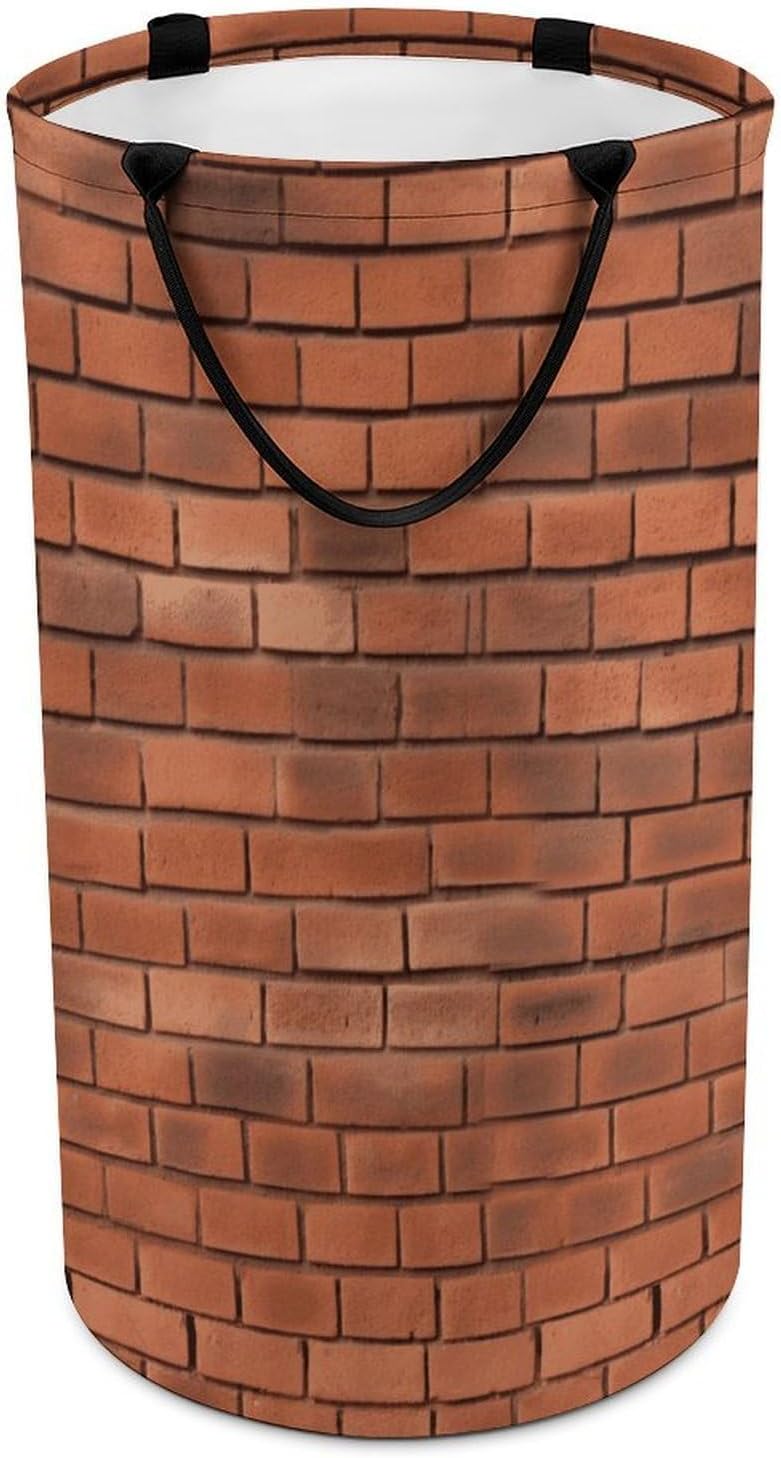 Red Brick Wall TextureLaundry Hamper - Large Dirty Clothes Bag.Storage Basket for Easy Carry Handles. Large Clothes Basket with Handles, Clothing Storage Bucket Toy Organizer for Bathroom Bedroom Dor