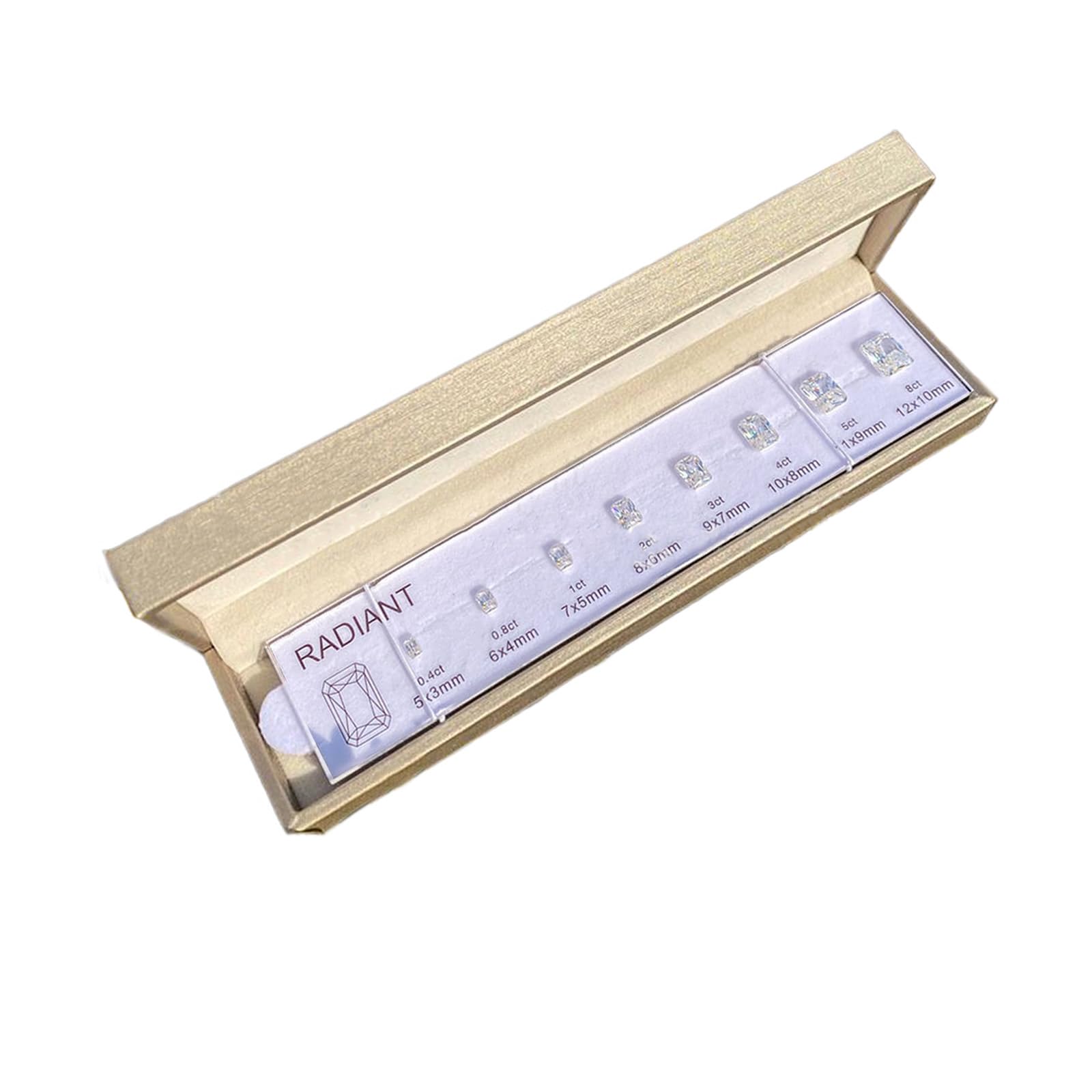 Juwelierladen Diagramm mit Zirkonia Karat, Radiant