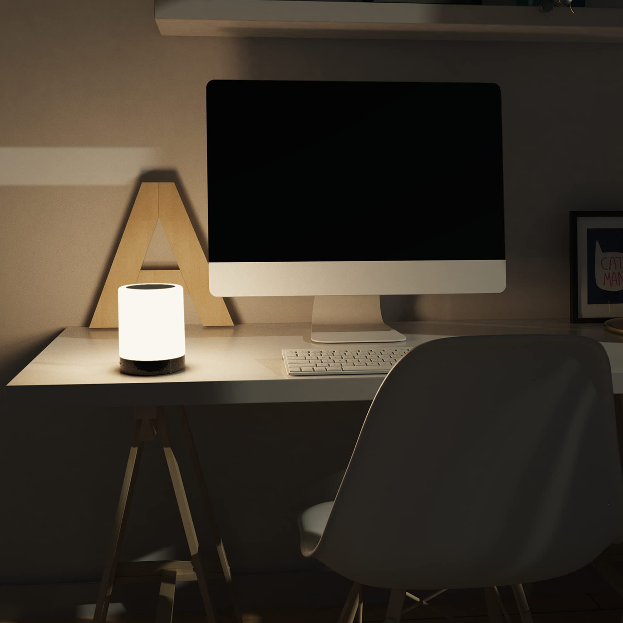 Elecstars Touch Bedside Lamp - with Bluetooth Speaker, Dimmable Color Night Light, with Smart Touch Control - white 4