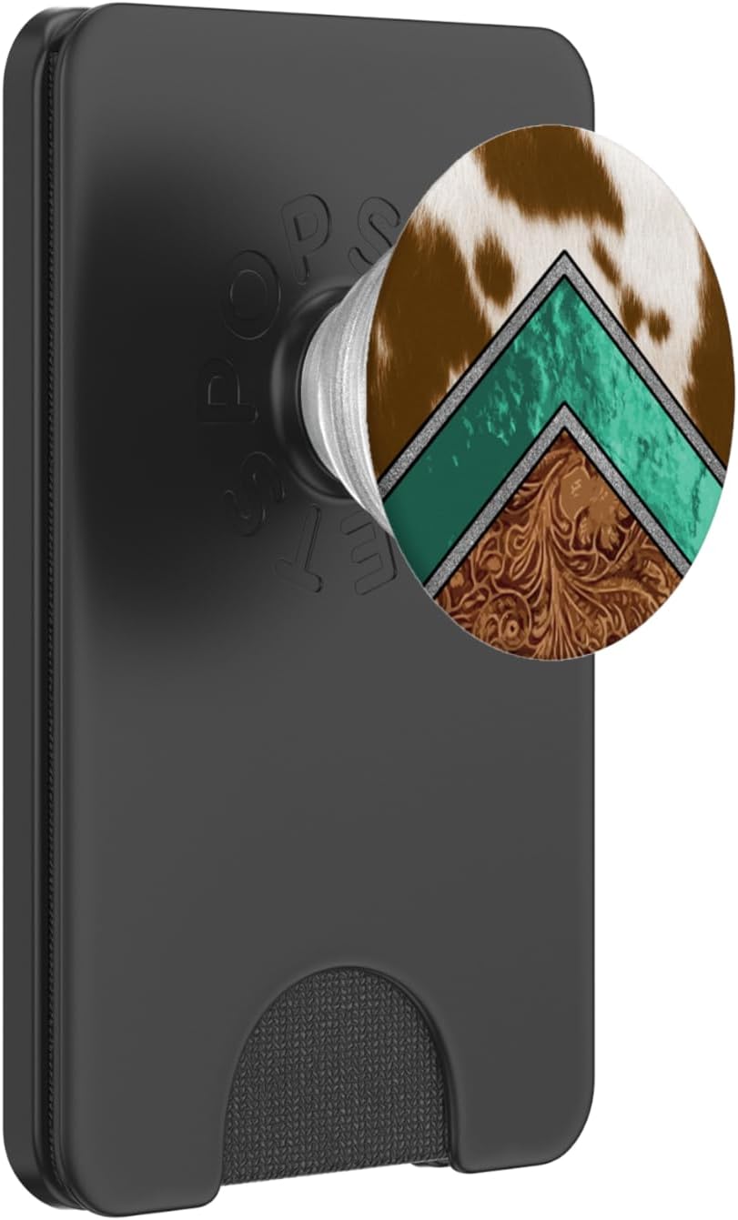Cowhide Turquoise Brown Pattern Cool Cow Animal Print PopSockets PopGrip for MagSafe