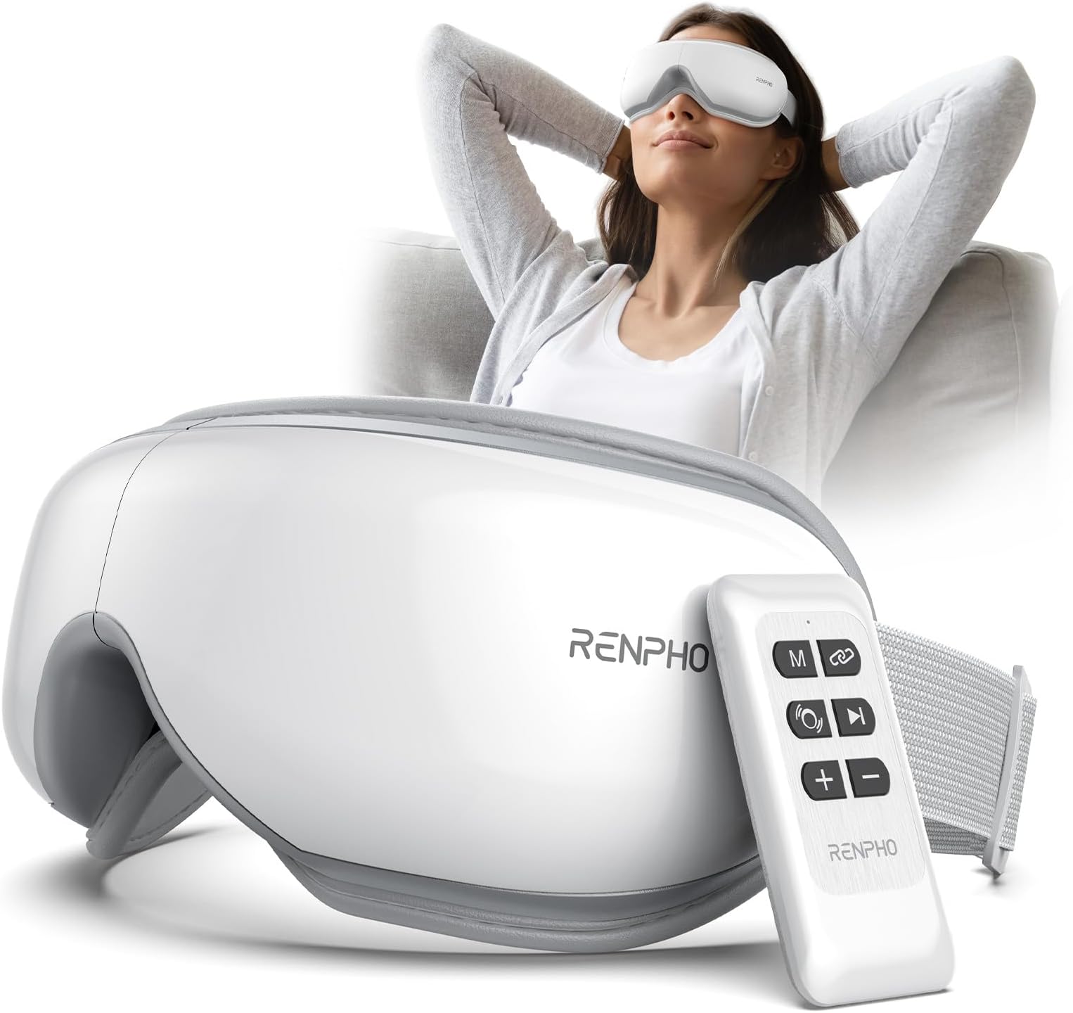 Birthday Gifts for Women Men, Eyeris 1 Eye Massager with Heat, Heated Eye Massage Mask with Remote, Vibration and Bluetooth Music, Eye Mask for Sleeping, Dry Eyes