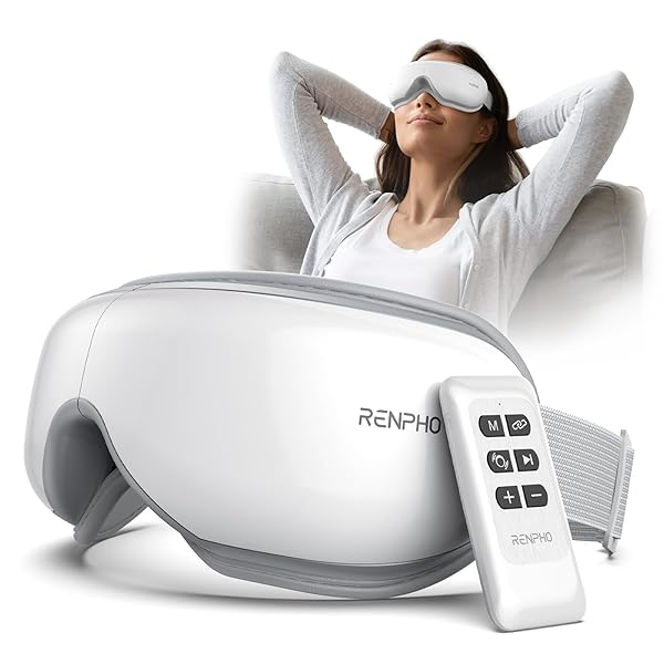 RENPHO Eyeris 1 Eye Massager with Remote, Christmas Birthday Gifts for Women Men, FSA Eligible HSA Sleep Mask with Heat, Compression, Headache Massager Scalp for Strain Relief Migraine Relief Stye Eye