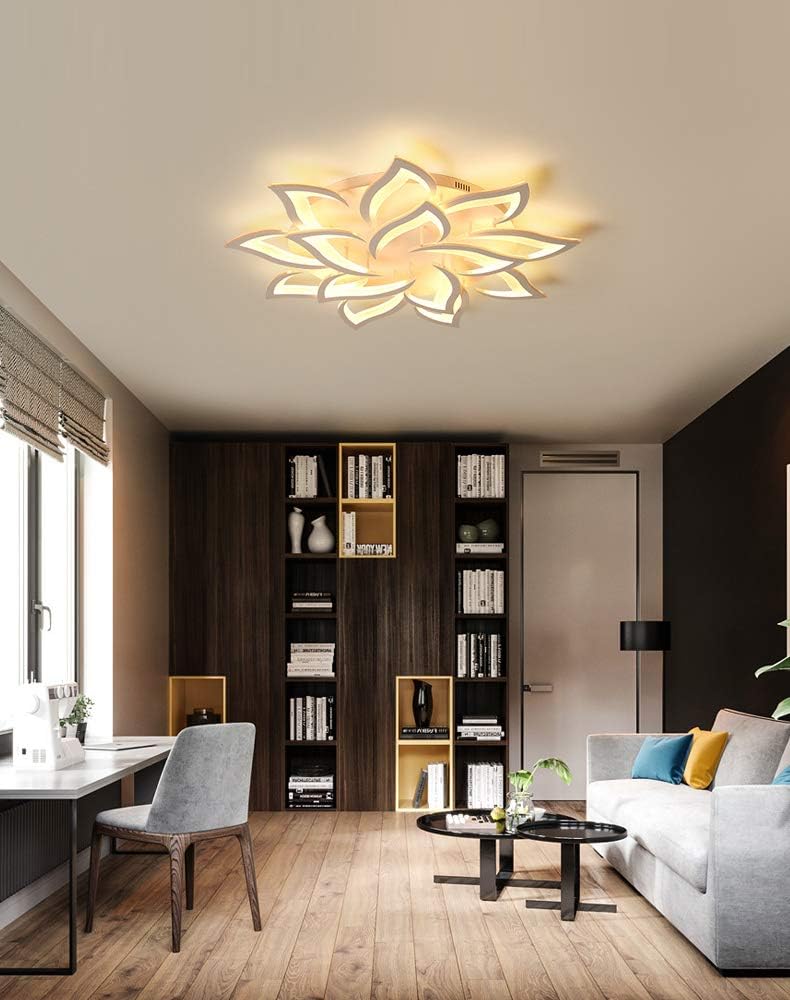 🔥 Cashback up to 70% Phlilqe Dimmable LED Ceiling Light Modern Metal Acrylic with Remote Control Flush Mount Ceiling Lamp Living Room Chandelier Chic Kitchen Hanging Lamp Bedroom Painted Finish Pendant Lighting(39.3“)