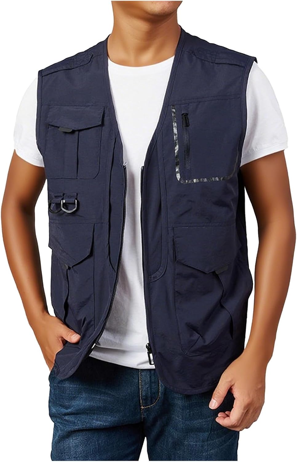Men's Cargo Vests Winter Fall Jackets Sleeveless Outdoor Work Safari Fishing Travel Sports Vest with Pocket