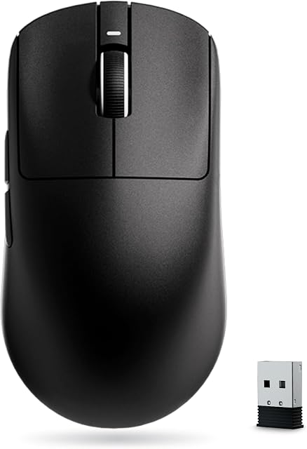ATK VXE Dragonfly R1 Series Souris de jeu sans fil – ultra-léger (48–55 g), PixArt PAW3395/3395 SE Capteur réglable DPI jusqu'à 26,000 (R1 SE+, Noir)