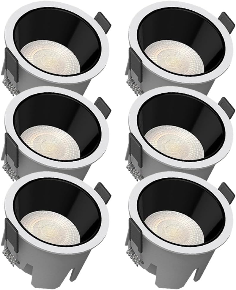 6 Pack Led Downlight CRI90+ 5W White LED Recessed Light Round Baffle Trim 3000K/4000K/6000K Selectable Led Can Lights Cutting Size: 55Mm