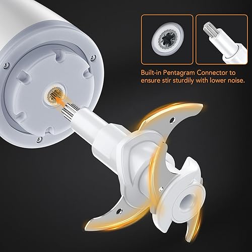 Miniatura 5 de Procesador de alimentos de 300 W con cuenco de vidrio de 20.3 fl oz, mini picadora eléctrica de alimentos para verduras, carne, frutas, nueces, puré