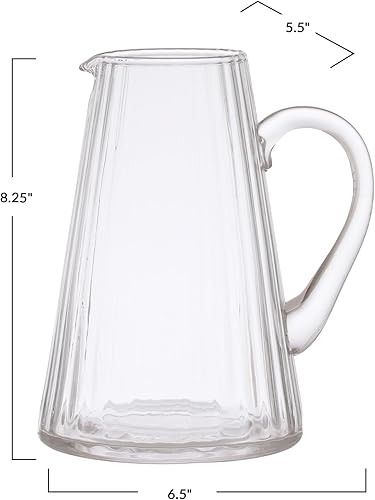 Miniatura 4 de Bloomingville Jarra transparente de vidrio acanalado de 8.25 pulgadas y 60 onzas